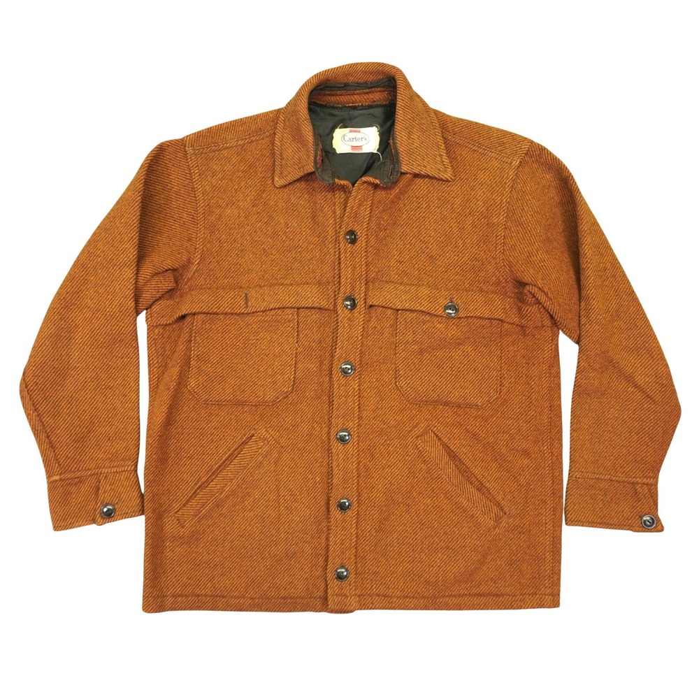 Carter's Wool Work Jacket Mens L Burnt Orange Vintage Chore Coat Heavyweight
